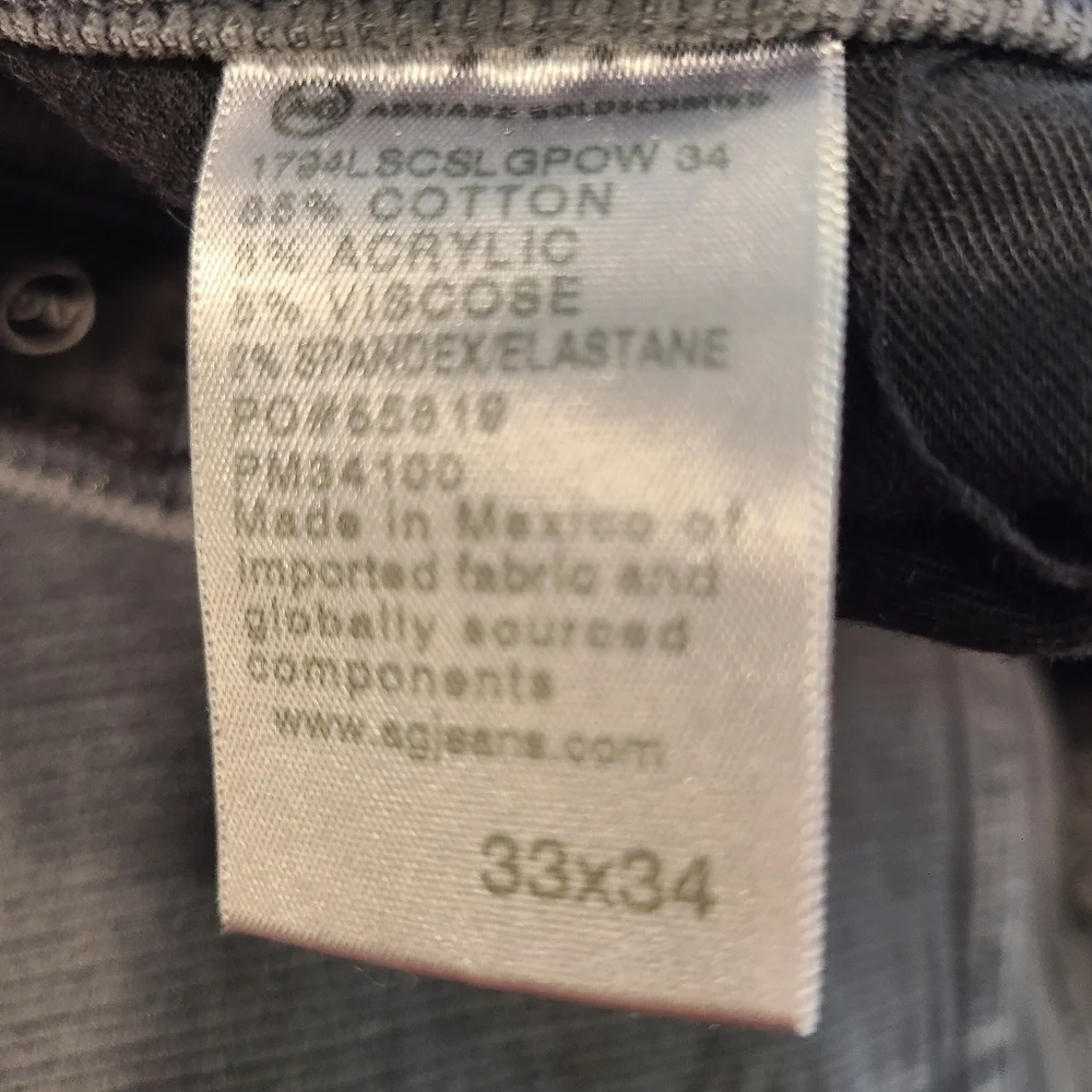 AG Adriano Goldschmied Everett Slim Straight Charcoal Corduroy Pants